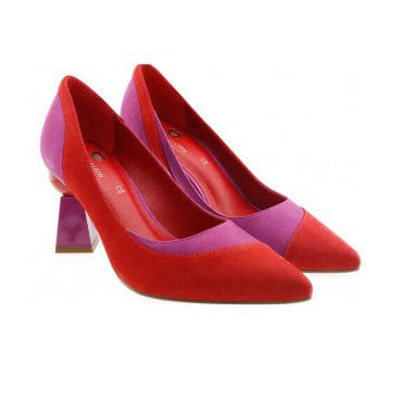 Stiletto em pele Parodi Passion 8cm viola e vermelho