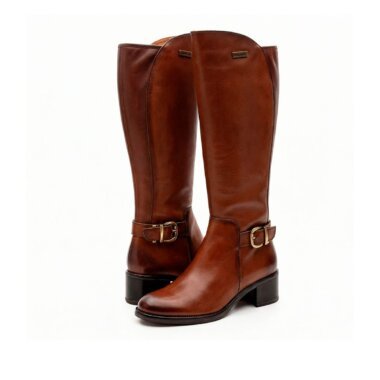 Bota Camport Senhora Pele Cano Alto Castanha