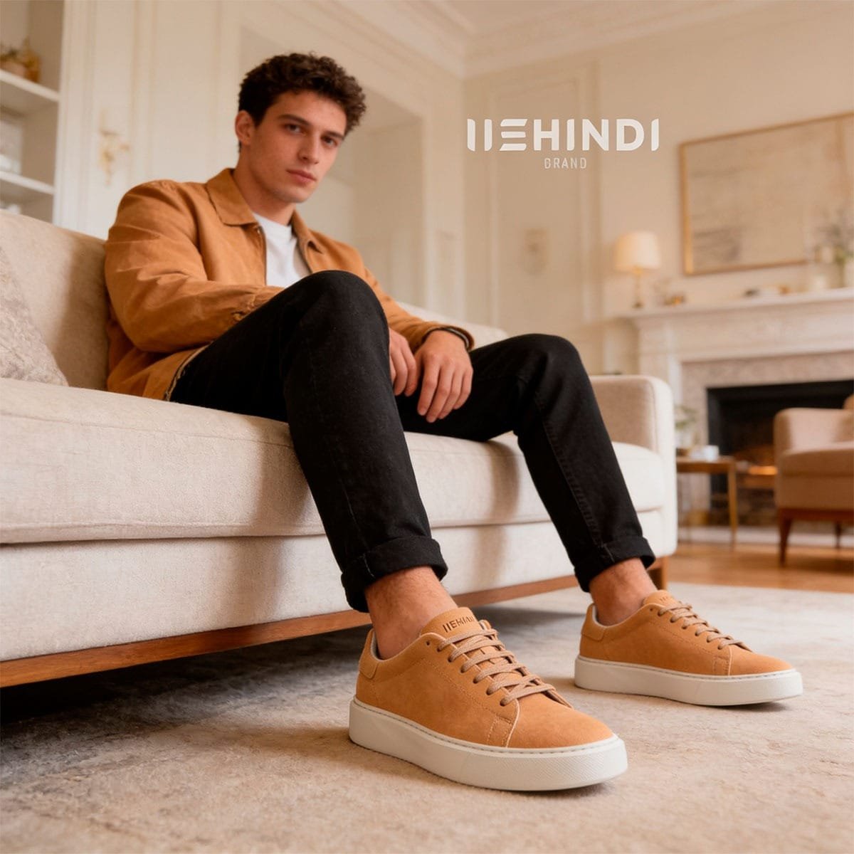 Sapatilha em camurça Ushindi Ajjacio bege homem vista lateral A sapatilha em camurça Ushindi Ajjacio foi desenvolvida para o homem que procura conforto, elegância discreta e qualidade nos detalhes.