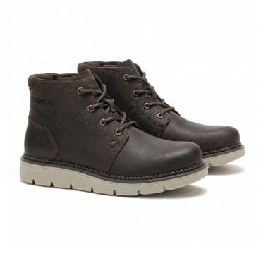 Bota Caterpillar Convert Mid homem em pele castanha confortável e resistente