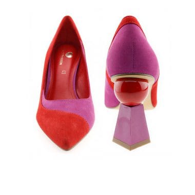 Stiletto em pele Parodi Passion 8cm viola e vermelho