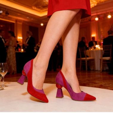 Stiletto em pele Parodi Passion 8cm viola e vermelho