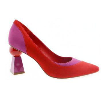 Stiletto em pele Parodi Passion 8cm viola e vermelho