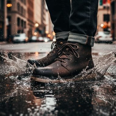 Bota Caterpillar Convert Mid homem em pele castanha confortável e resistente