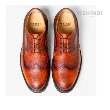 Sapato Kensington em pele Ushindi homem detalhe perfurações brogue