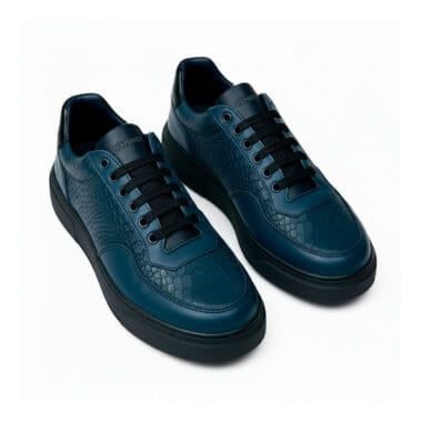 Sapatilha Ushindi Blue Phyton azul em pele com sola EVA para homem. Sapatilha Ushindi Blue Phyton em pele para homem