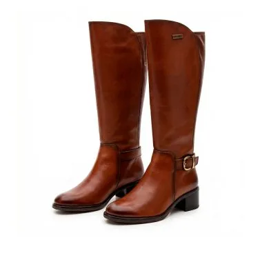 Bota Camport Senhora Pele Cano Alto Castanha