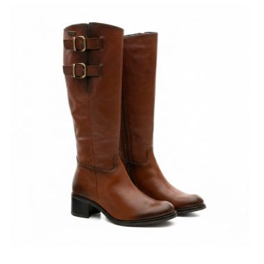 bota camport senhora em pele cano alto castanha