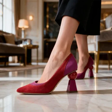 Stiletto vermelho Parodi Passion em pele com salto de 8,5 cm