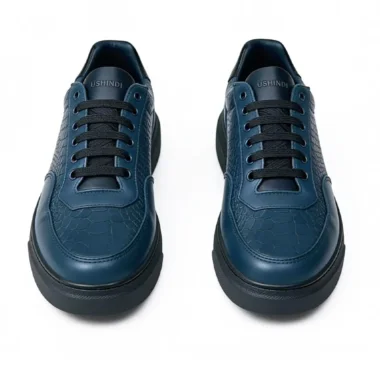 Sapatilha Ushindi Blue Phyton em pele azul para homem