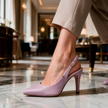 Slingback com salto Parodi Stiletto em pele com bico fino