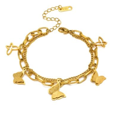 Butterflies Bracelet,→ Banhado a ouro 18K