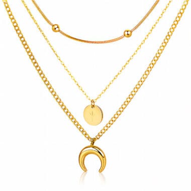 Colar Lua e Estrela Dourado 18K em Aço Inoxidável