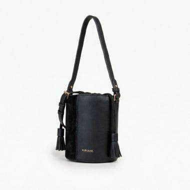 mala tiracolo senhora preta miriade elegante em camurça e pele