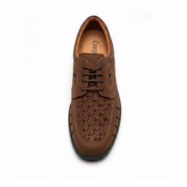 sapato camport homem pele castanho perfurado