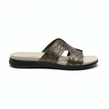 sandália camport senhora textura croco elegante
