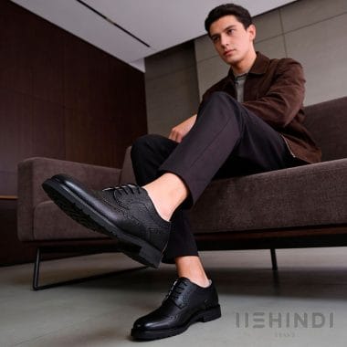 Sapato Kensington em pele Ushindi homem detalhe perfurações brogue