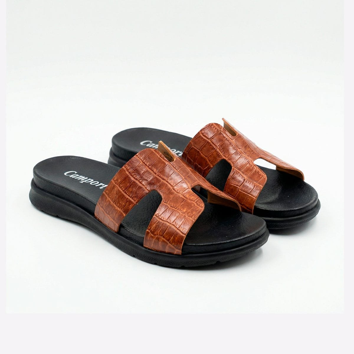 sandalia-pele-camport-senhora-croco-camel.jpg sandália senhora em pele camport croco camel confortável
