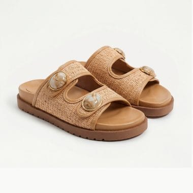 sandálias senhora em couro natural com fivelas confortáveis