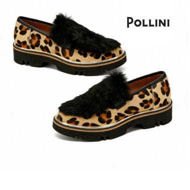 O sapato pollini senhora animal print é um modelo elegante e irreverente, ideal para destacar qualquer look de inverno.