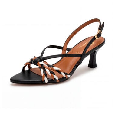 sandália stiletto em pele Parodi Passion entrançada