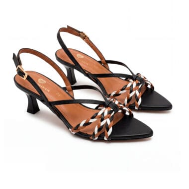 sandália stiletto em pele Parodi Passion entrançada