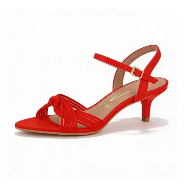 Sandália Salto Fino Vermelho Vizzano 4,5 cm com Tiras e Nó Elegante