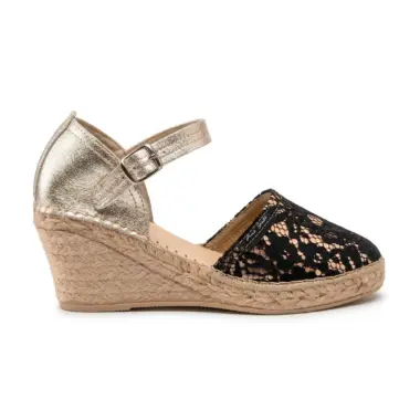 alpercatas com cunha renda preta