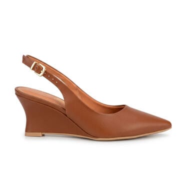 Sapato slingback cunha castanho Vizzano elegante senhora