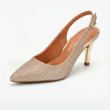 Slingback dourado Vizzano brilhante com salto médio elegante para cerimónia