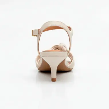 sandália salto fino 4,5 cm branco Vizzano com tiras e nó
