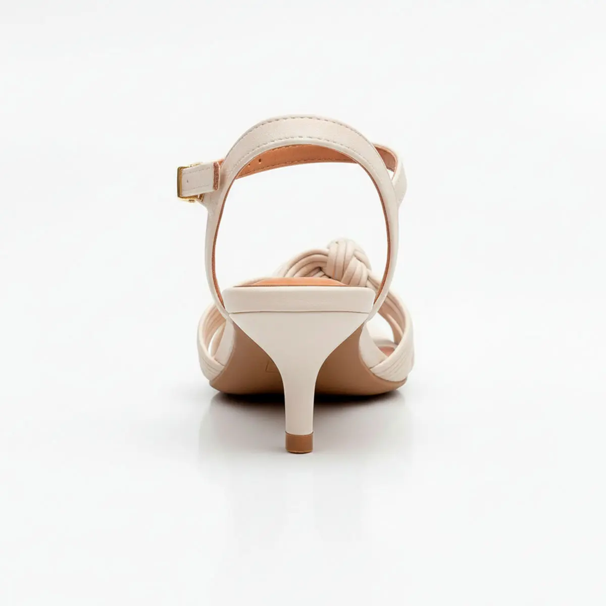 2JPG sandália salto fino 4,5 cm branco Vizzano com tiras e nó