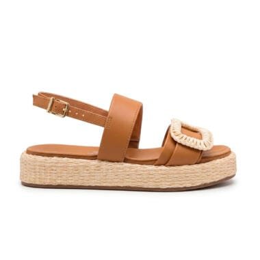 sandália plataforma palhinha bege vizzano senhora