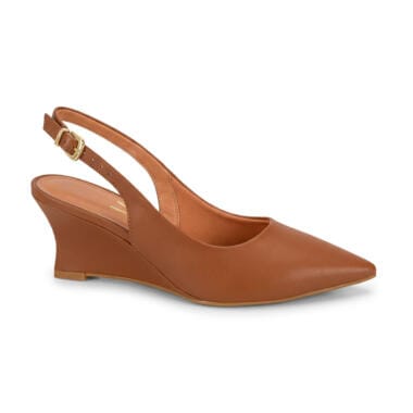 Sapato slingback cunha castanho Vizzano elegante senhora