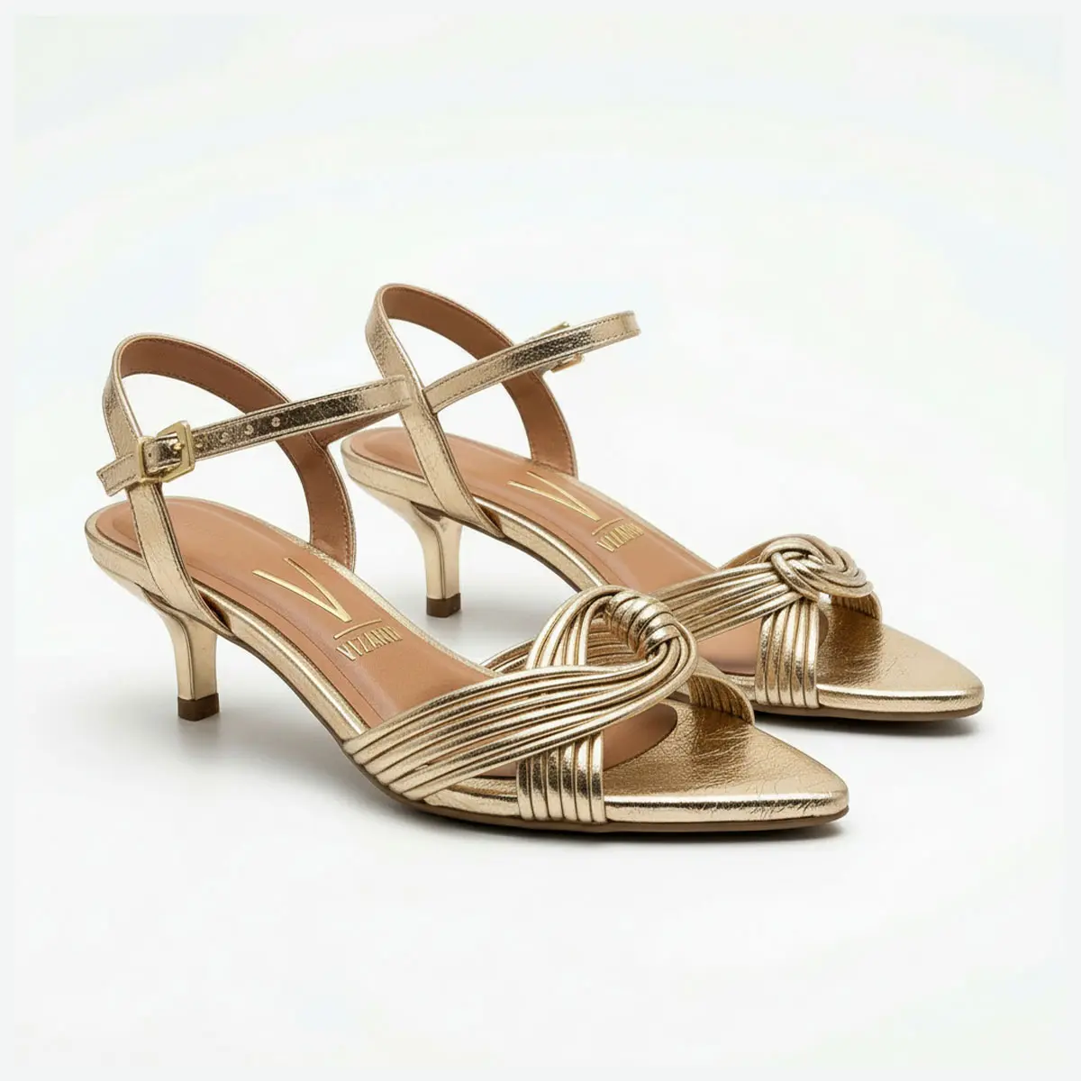 3jpgwebp sandália salto fino dourado Vizzano 4,5 cm com tiras e nó