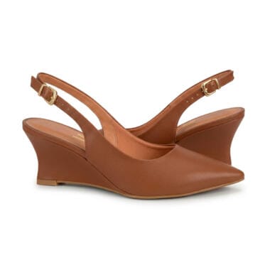 Sapato slingback cunha castanho Vizzano elegante senhora