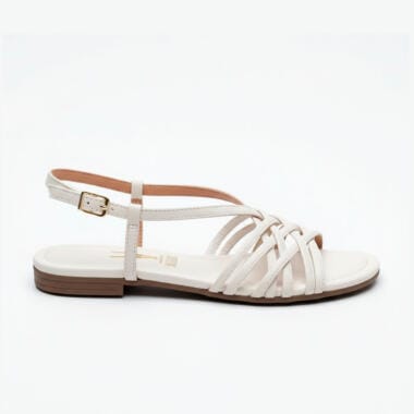 Sandália rasteira de tiras branca Vizzano