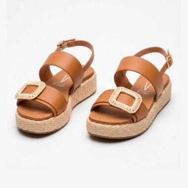 sandália plataforma palhinha bege vizzano senhora