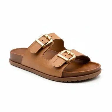 slide camel senhora com duas fivelas douradas