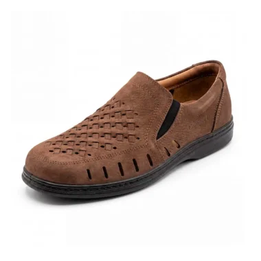 Sapato slip-on homem em pele Camport castanho confortável e respirável