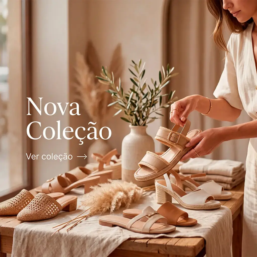 Galeria de calçado senhora com sandálias, sabrinas e stilettos elegantes e confortáveis