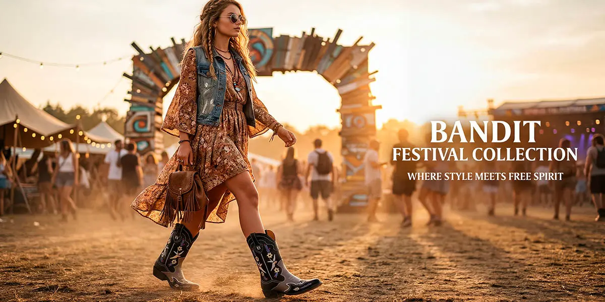 Botas cowboy femininas bordadas em pele para mulher vista lateral