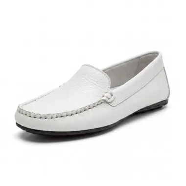 mocassim em pele senhora confortável branco