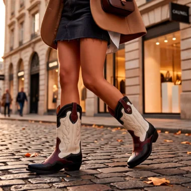 Botas texanas em pele para mulher Bandit Western bicolor Friday Mood