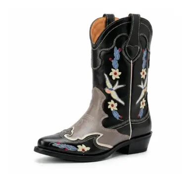 Botas texanas em pele bordadas para mulher Bird Western Friday Mood