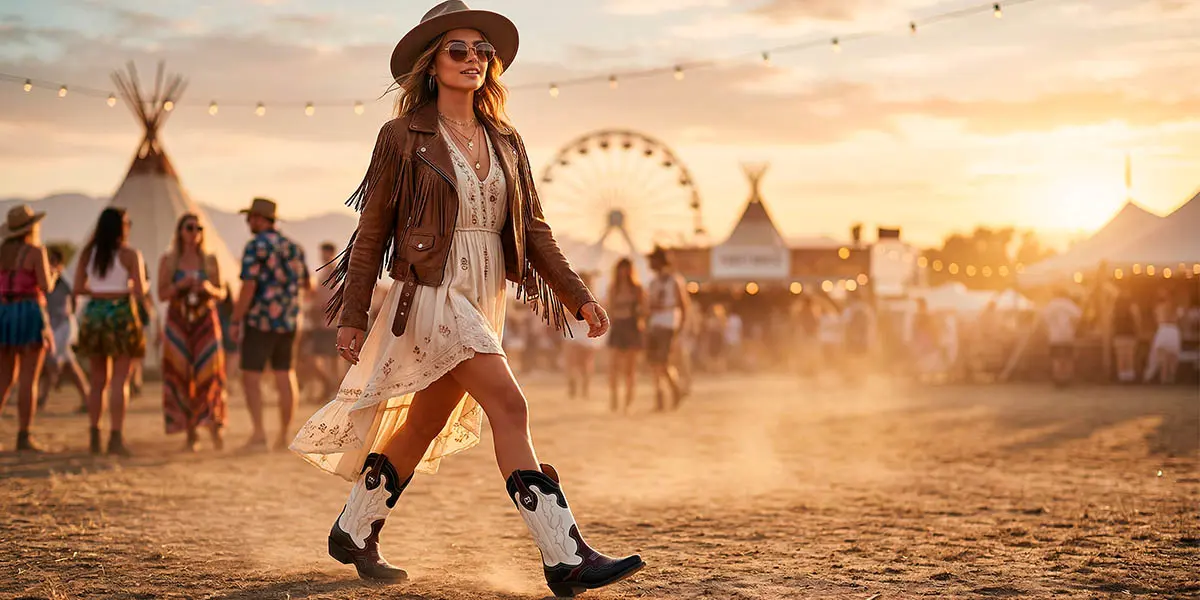 Botas texanas em pele para mulher Bandit Western bicolor Friday Mood