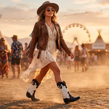 Botas texanas em pele para mulher Bandit Western bicolor Friday Mood