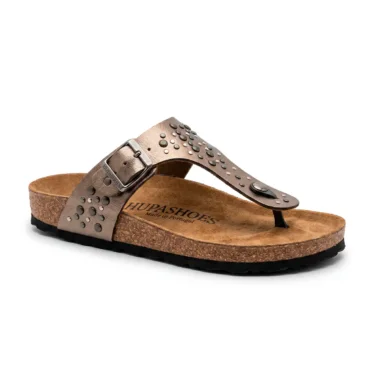 Sandália Anatómica em Pele Hupa Shoes Bronze com Tachas
