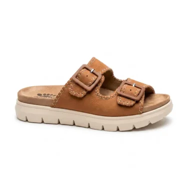 chinelo confortável senhora em pele
