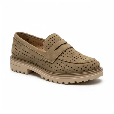 mocassim confortável senhora perfurado casual